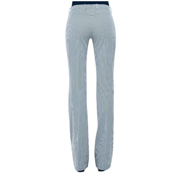 Akris Punto Striped Blue/White Faye Boot-Cut Pants | Size 6 - Picture 8 of 8